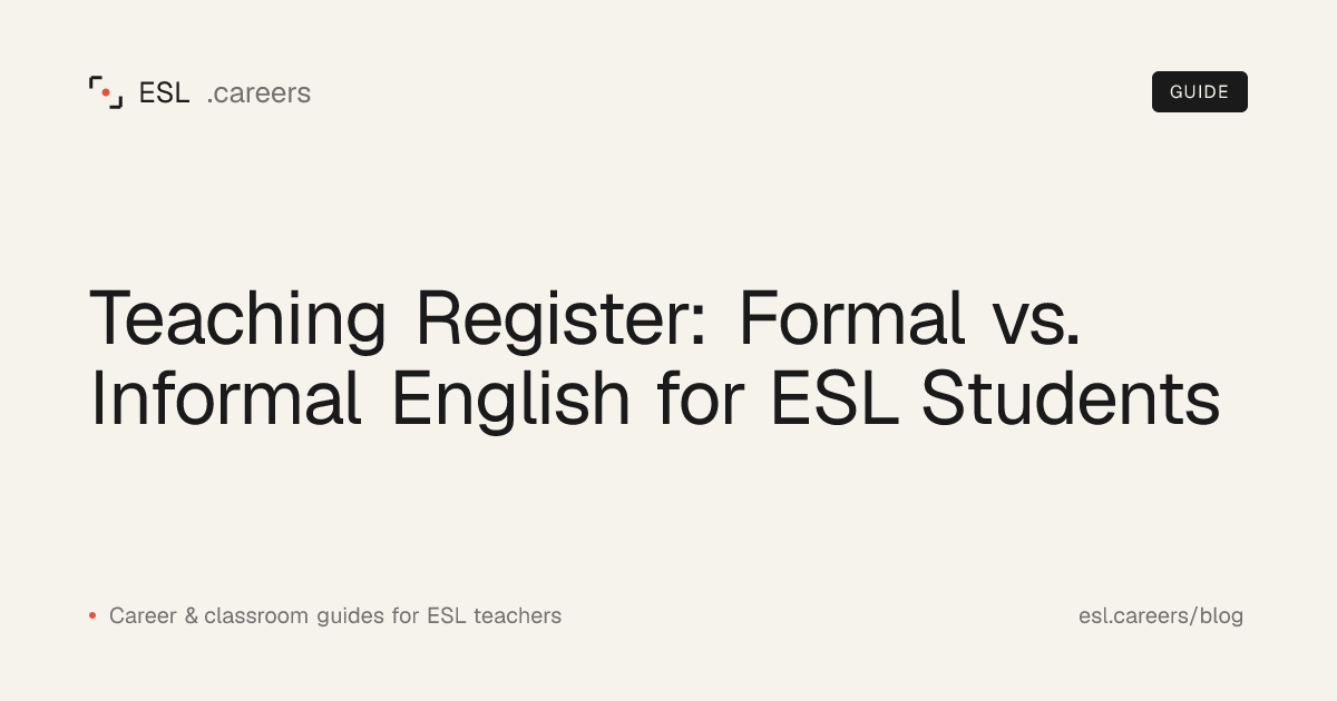 Teaching Register: Formal vs. Informal English for ESL Students