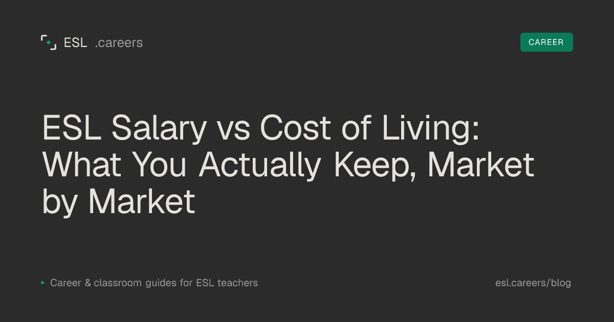ESL Salary vs Cost of Living: What You Actually Keep, Market by Market