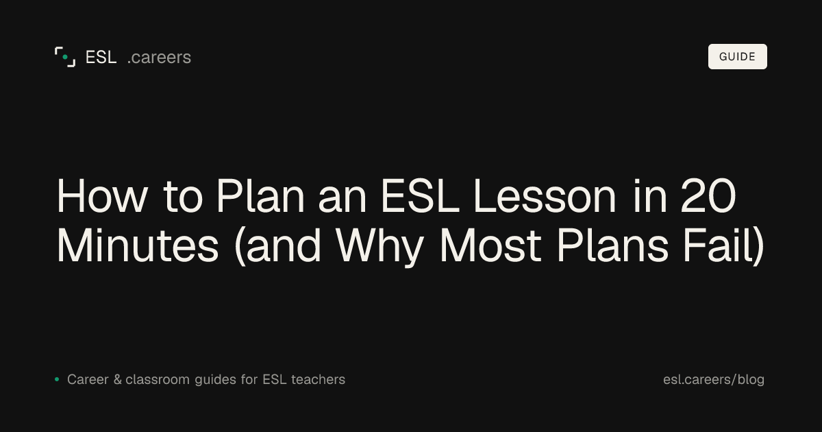 How to Plan an ESL Lesson in 20 Minutes (and Why Most Plans Fail)