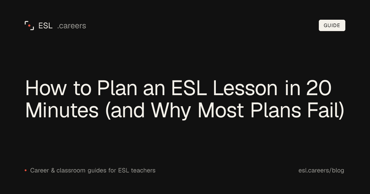 How to Plan an ESL Lesson in 20 Minutes (and Why Most Plans Fail)