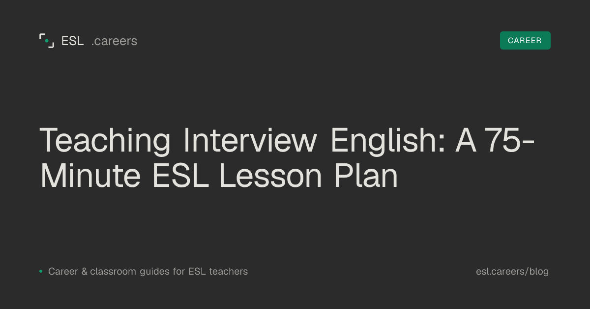 Teaching Interview English: A 75-Minute ESL Lesson Plan